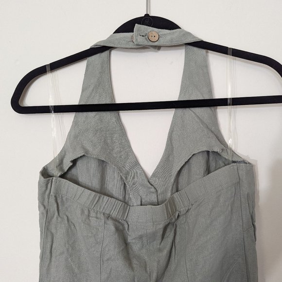 Gentle Sage Green Linen Halter Jumpsuit - size 5 / small - Picture 6 of 9